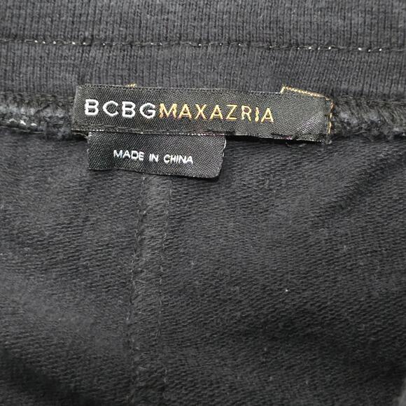 BCBG Maxazria Black & Silver Rhinestone Embellished Elastic Waist Pocket Pants - Picture 3 of 6